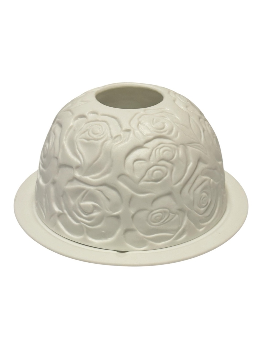 Seagull Studios White Rose Embossed porcelain Candle tea light fairy lamp- NIB